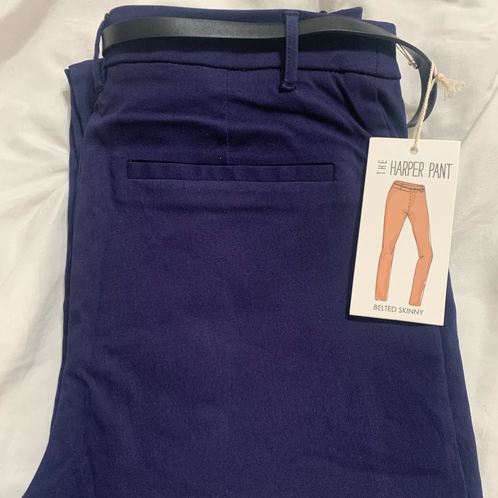 New Navy Belted Dress Pants